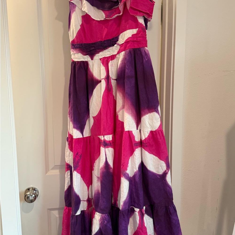 Vibrant Purple and Pink Asymmetrical Resort Sundress